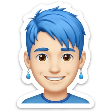 blue haired man with earrings sticker