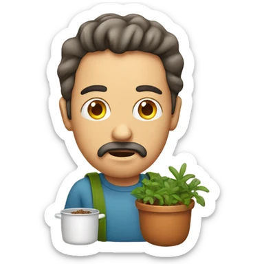 Confused man with pot in tote bag sticker