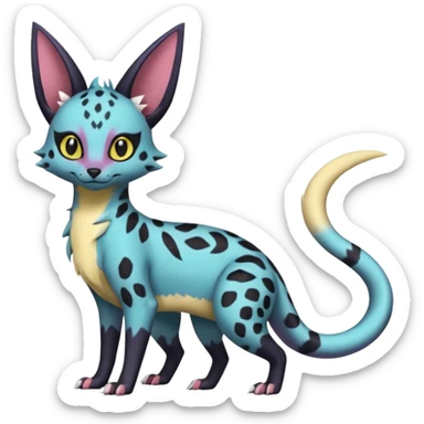 Pastel Salandit-Umbreon-Genet-Noivern-Noibat-Serval-Hybrid (Full body) sticker