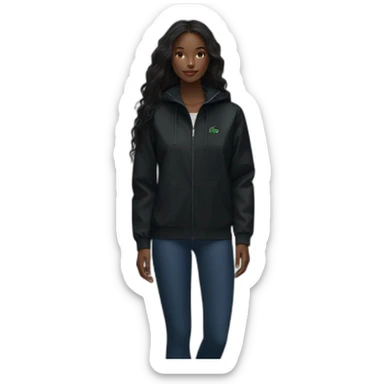 Lacoste bag Black girl with long hair with black lacoste windbreaker sticker
