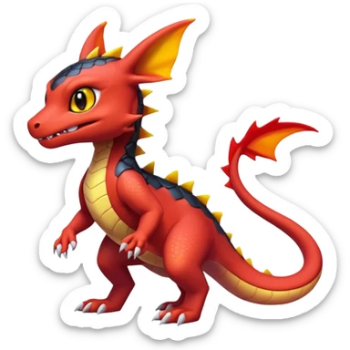 Cute Exotic Colorful Guilmon-Salandit-Umbreon-Charmeleon-Fakémon-hybrid-creature (full body)  sticker