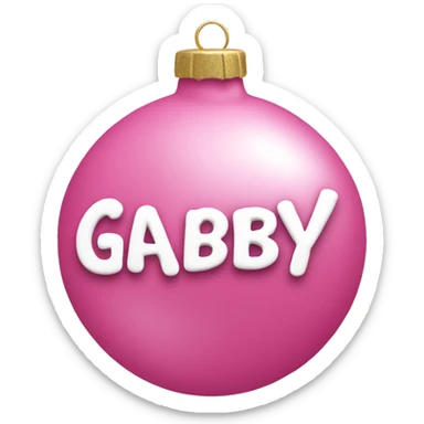 pink ornament with the name gabby on it in cursive sticker
