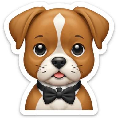 Boxer dog wearing a bow tie sticker