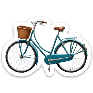 Cinematic Realistic image of a classic Dutch bicycle, rendered with sleek design details and finely textured components, set against an urban canal scene with soft, diffused daylight sticker