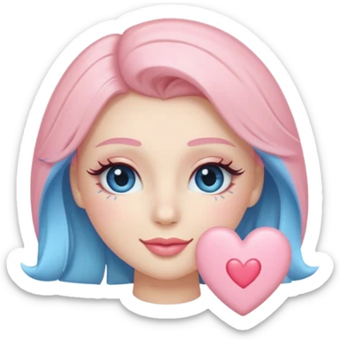 Coquette wink emoji, long eyelashes, heart-shaped blush, soft pastel pink and blue palette, glossy finish, transparent background



 sticker