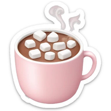 Light Pink mug of hot chocolate with marshmallows  sticker