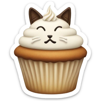 Cupcake with a Cat head and cream on top sticker