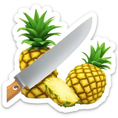 Pineapple with a knife sticker