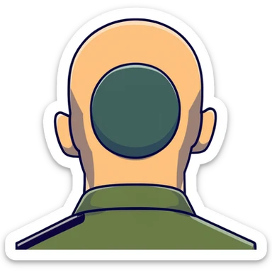 back view of military soldier's head with crew cut sticker