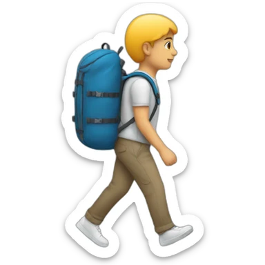 a person walking with bagpacks sticker