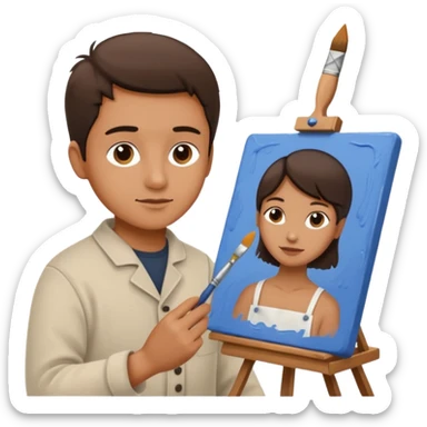 person quietly painting on canvas sticker