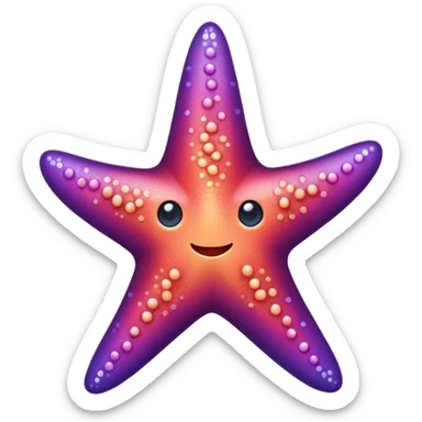 color gradient between red and purple glitter cute starfish sticker