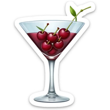 martini glass with burgundy cherries sticker