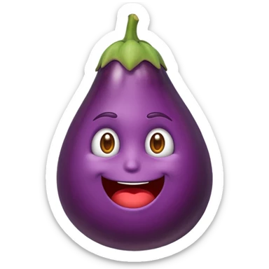 fais un emoji qui se mord les levre avec une aubergine dans les main sticker