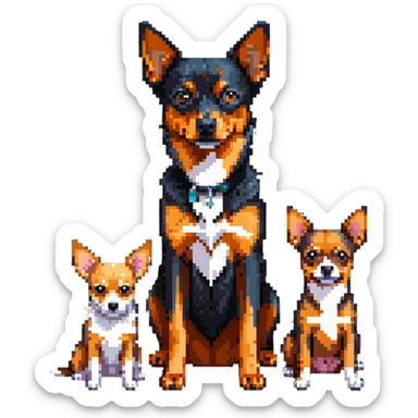 two shepherd dogs and a miniature pinscher Chihuahua together sticker