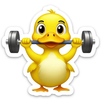 yellow cute duck lifting weights sticker