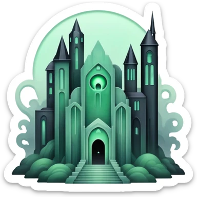 Ghostly Pastel Dark Dull Black Green White Spectral Gloomy Dusky Dystopian Apocalyptic Aesthetic Scenery Deco sticker