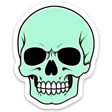 exploded skull, cartoonish sticker style sticker