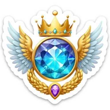 HUGE magic galactic nebula complex gemstone award-in-frame-decorated-with-big-golden-angel--wings and crown sticker