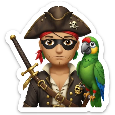 Pirata com papagaio no ombro sticker