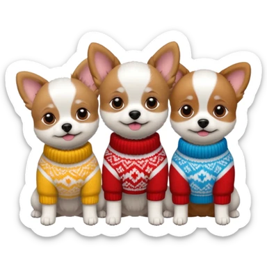 Cagnolini piccoli seduti con vestitini in maglia sticker