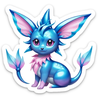 Black Oily Smooth Glossy Glittery Scaled Shiny Winged Divine Ethereal Beautiful Elegant Pretty Vaporeon-Glaceon-Sylveon-Amaura-Fakémon-fusion sticker