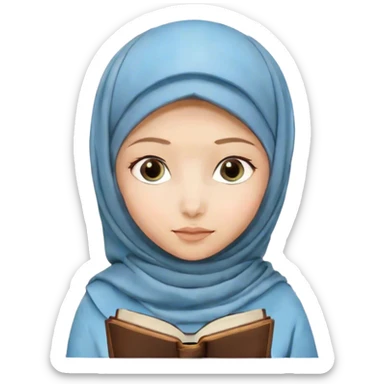 Turkish blonde girl lily design Hijabi girl with blue eyes and beautiful finish reading quran sticker