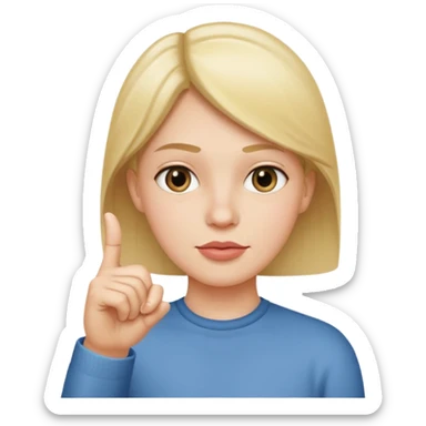 straight face with hand with only thumb sticking up right under chin pointing right sticker