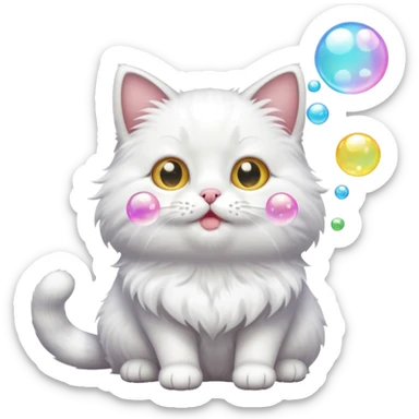 cat blowing bubbles sticker