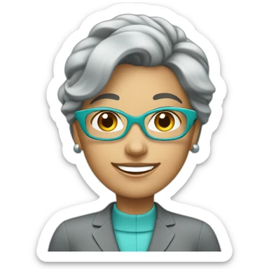 AN HAPPY FEMALE EXECUTIVE IN GREY AND AGUAMARINE CLOTH sticker