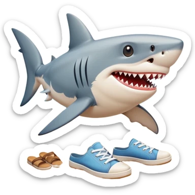 tralalelo tralala a shark with shoes on the beach sticker