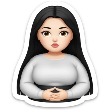 fat pretty bratz girl with black straight hair and white full sleeve sticker