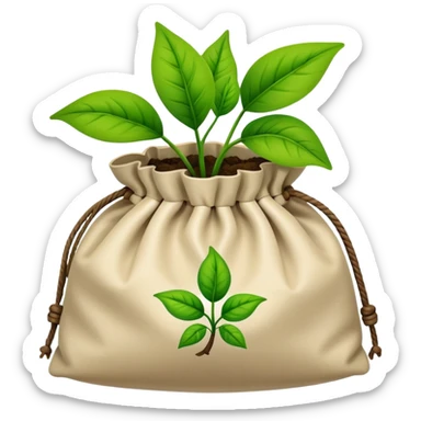 a knotted bag with a picture of a plant on it sticker