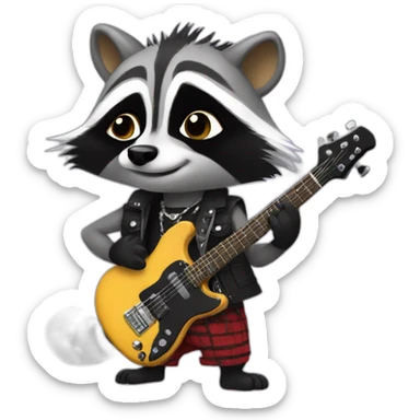 Punk rock raccoon sticker