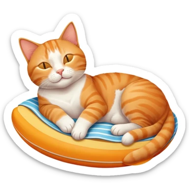 a cat dreaming about beach vacation sticker