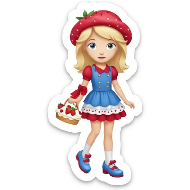 pretty and cute modern  strawberry shortcake full body with red shoes emoji without strawberries sticker