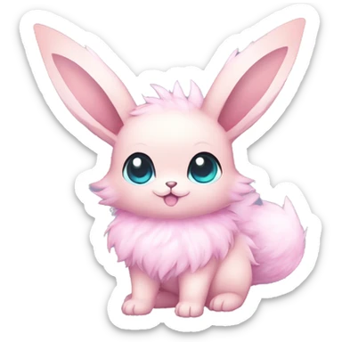 Kawaii Pastel Cotton-Candy-Colored Eeveelution-Cute-puppy-Bunny-Pokémon-fusion full body sticker