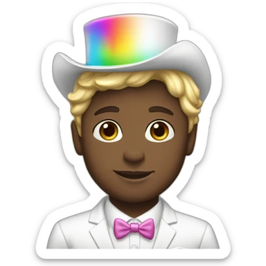 Posh-boy-with-white-suit-and-rainbow-unicorn-hat sticker