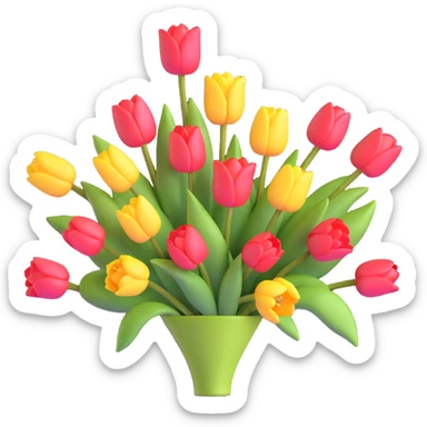 beautiful bouquet of colorful tulips sticker