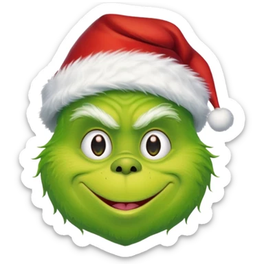 The Grinch with a Santa hat emoji sticker