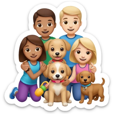 children with dog toys sticker
