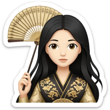 long haired folding fan holder sticker