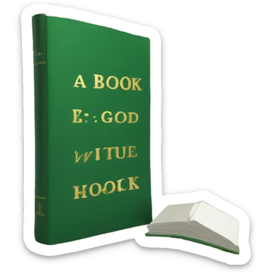 a book with a green cover and gold lettering a book with a white cover and gold lettering sticker