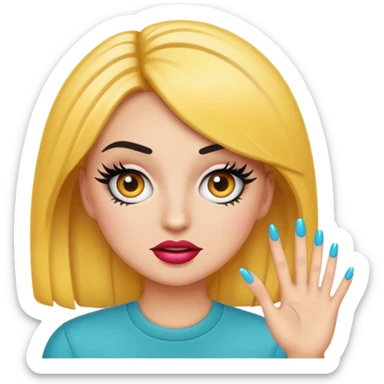 Girlboss emoji with exaggerated lashes and nails sticker