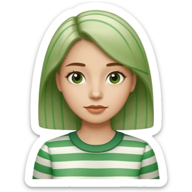woman with green Striped Shirt not a t shirt sticker