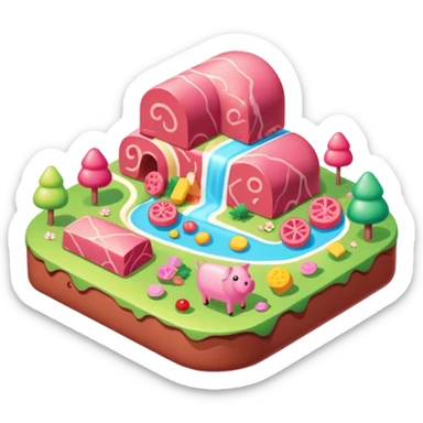 kawaii style SPAM MEAT candy land landscape  sticker