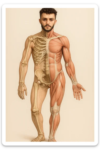 Uomo con problemi di asimmetrie e bacino inclinato, visione anatomica senza scritte sticker