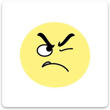 yellow face with one eye half-closed and the other open, angry expression sticker