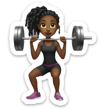 Black girl with locs squatting a barbell sticker