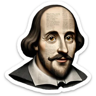 Shakespeare made of newspaper cuttings sticker